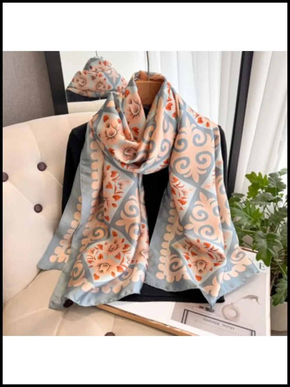 Lightweight Floral Satin Scarf Shawl Wraps for Women